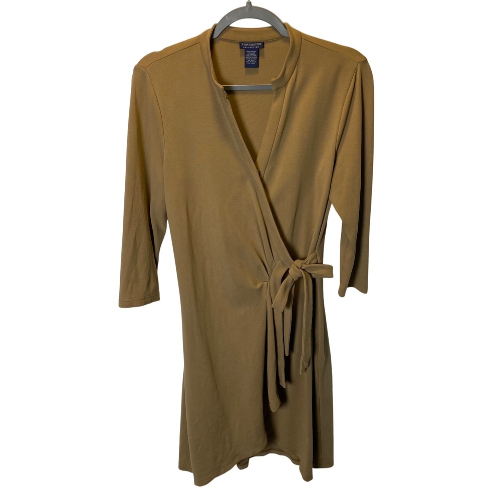 Doncaster Collection Wrap Dress Womens 8P Camel Brown 3/4 Sleeve Career Casual